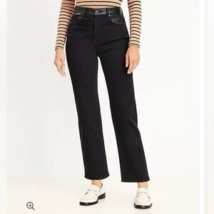 Loft The Straight Black Jeans Faux Leather Women’s 30/10 Chic Streetwear Casual